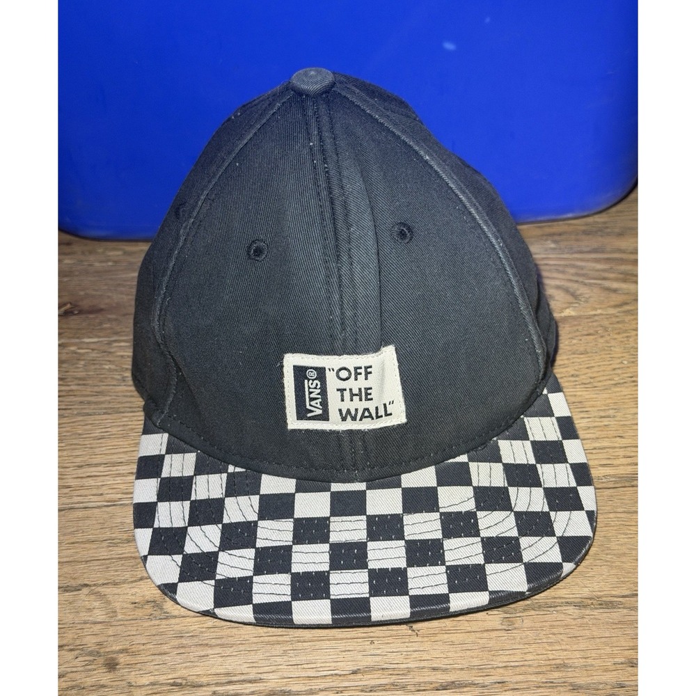 Vintage VANS Black/White Snapback Cap Adjustable One Size Checkered Brim